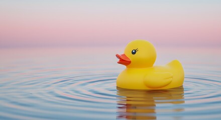 Relaxing Duck Toy on Calm Tropical Water