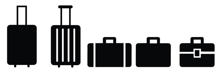 Luggage Silhouette Vector Set, Travel Bag and Suitcase Icon Collection for Vacation and Tourism Design