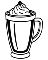 A delightful vector illustration of a coffee drink topped with whipped cream, perfect for beverage-themed projects or designs