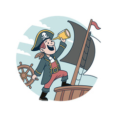pirate with treasure chest