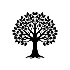 Obraz premium Silhouette of a leafy tree design on transparent background