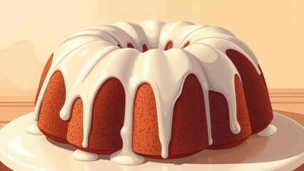 A beautifully decorated Bundt cake topped with creamy icing, perfect for dessert lovers.