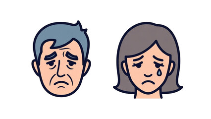 Sad Couple Illustration of a man and woman with expressions of grief and sorrow