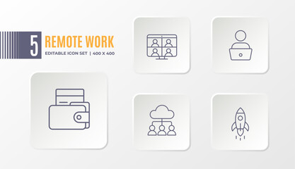 Remote Work and Startup Business Icon Set