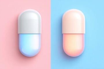Dual-Toned Capsules on Pastel Backgrounds: Modern Medical Concept Image.