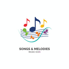 Fototapeta premium Flat vector icon featuring music notes, musical note design, songs, and melodies
