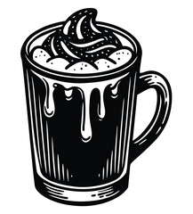 Delicious Hot Chocolate Vector Illustration with Whipped Cream for Winter Warmth