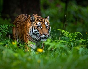 Obraz premium tiger in the grass