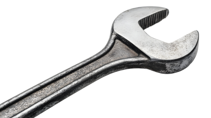 Close-up of forged steel wrench for industrial repair tools and mechanics use