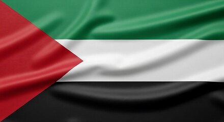 Palestine Flag Waving - Close-up of Fabric Texture
