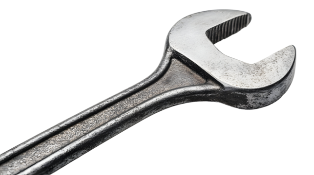 Close-up of forged steel wrench for industrial repair tools and mechanics use