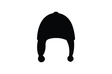 Simple black shape of a winter hat isolated on white background silhouette