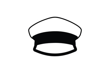 Simple black and white illustration of a classic captain s hat silhouette