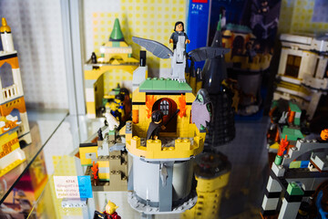 Fototapeta premium Prague, Czechia - September 20, 2025: LEGO Harry Potter Gringotts Wizarding Bank collectible playset display