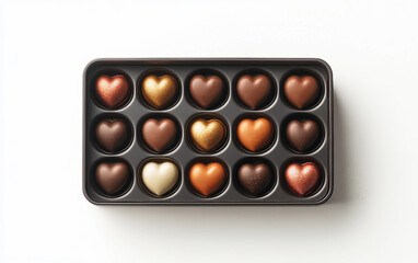 Modern 3D artwork of luxury heart shaped chocolate box showcasing celebration and romantic indulgence isolated on white background PNG