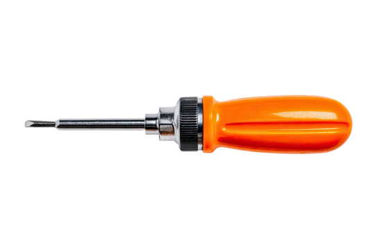 Orange-handled screwdriver with a metal shaft