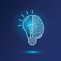 Brainstorming Lightbulb Idea Neural Network AI Connection Circuitry Concept Outline