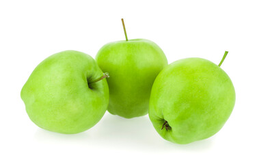 Green apples isolated on white background.