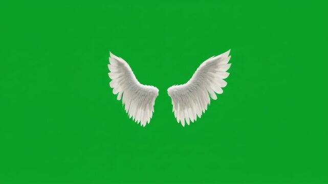 realistic angel wings motion including golden feathered styles suitable creative projects video. green screen background