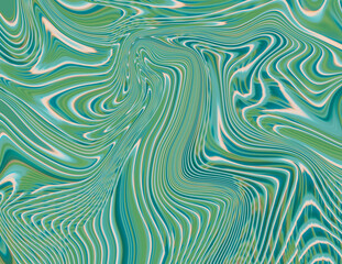 Bright green colors blend harmoniously in flowing patterns, creating abstract artwork. Swirls and lines interact to form captivating visual experience, evoking sense of movement and energy