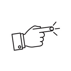 Simple black and white illustration of a hand pointing with a finger