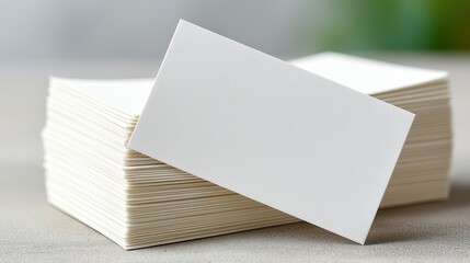 Blank Business Cards Stack on Table
