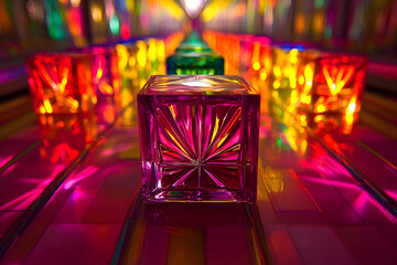 Colorful glass cubes vibrant reflections and patterns