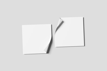 Fototapeta premium Squared sticker mockup isolated on white 3D rendering