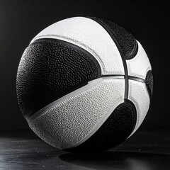 Monochrome basketball with contrasting panels, shot in a studio