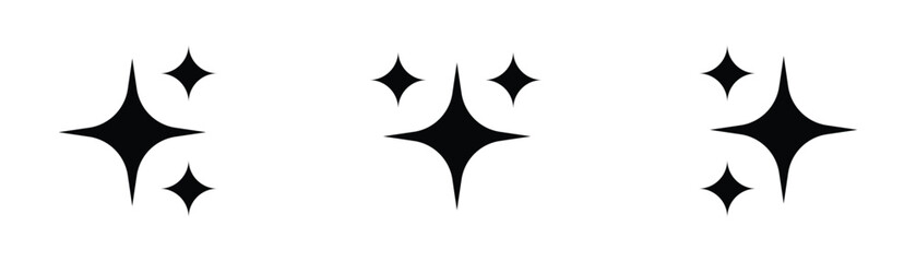 Decorative Black Sparkle Cluster Icon – Glow and Shine Symbol