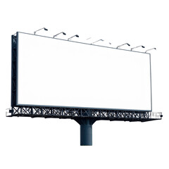 Obraz premium Large Horizontal Billboard with Bright White Screen, Front View, Isolated on Transparent Background 
