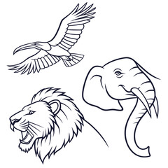 Vector art of african animal line drawing