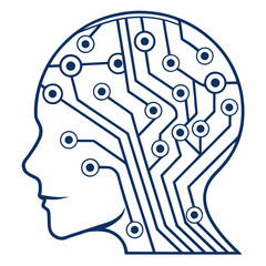 Vector art of artificial intelligence head isolated
