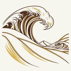 Vector art of great wave illustration, line art