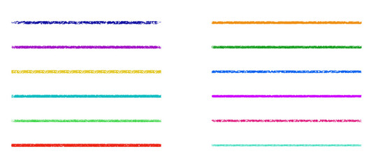 collection of vibrant, colorful crayon swatches in  variety of hues