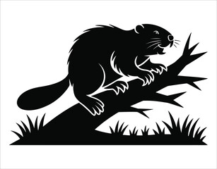 Obraz premium Beaver silhouette vector design