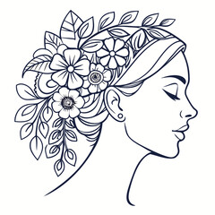Vector art of woman with flowers