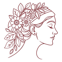 Vector art of woman with flowers on her head
