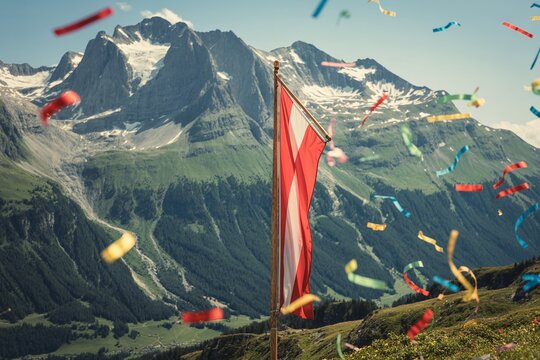 National Flag of Czech Republic with Confetti National Day Celebration – October 28
