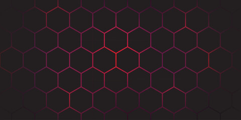 Fototapeta premium Seamless hexagonal geometric pattern texture design with a red honeycomb vector illustration