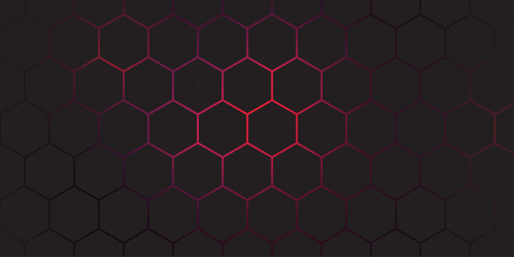 Abstract red background with seamless honeycomb texture and geometric hexagonal pattern for technology design