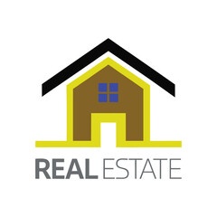 real estate vector logo with simple house outline