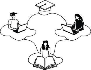 vector illustration of a man reading book