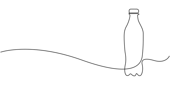 Single continuous line drawing of stylized soft drink on glass bottle logo label. Emblem drink store concept, Modern one line draw design vector illustration for cafe,  Emblem drink store concept.