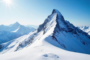 Obraz premium Breathtaking Sunlight on Pristine Alpine Peak Perfect Skiing and Snowboarding Winter Wonderland