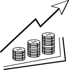 business graph with coins
