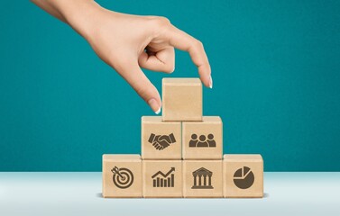 Business concept. Wooden cubes with abbreviation M and A