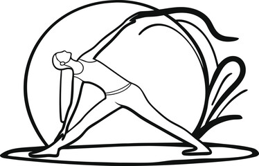 Minimalist Line Art Yoga Pose Silhouette Vector Illustration EPS10