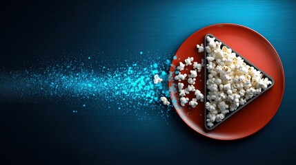 Playful Popcorn on Vibrant Background Plate
