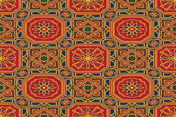 Intricate geometric carpet pattern design
